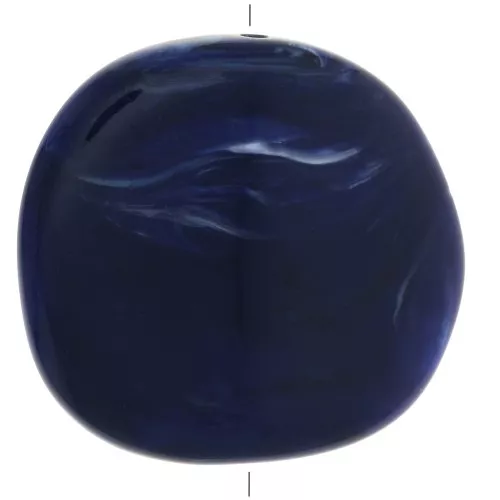 Disco irregolare in resina 37x39 mm - Blu marina marmorizzato x1