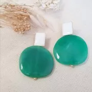 Disco irregolare in resina 37x39 mm - Verde marmorizzato x1