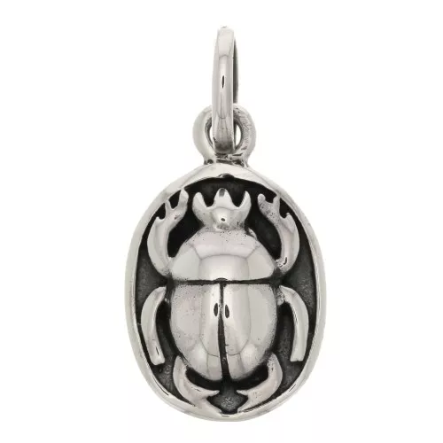 Pendente ovale 18x12 mm motello Scarabeo con anello chiuso - Argento 925 x1
