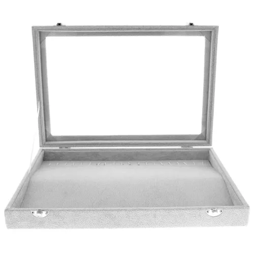 Espositore per bijoux collane e bracciale 35x24x5 imitazione velluto - Grigio x1