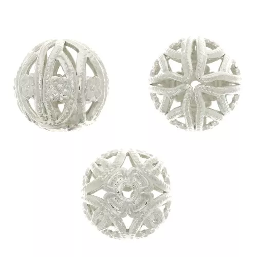 Perle tonde con filigrana 9 mm - Argentato x4