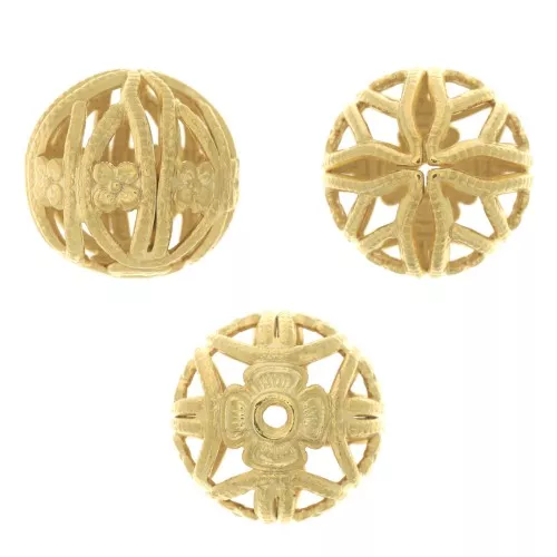 Perle tonde con filigrana 9 mm - Dorato con oro fino x4