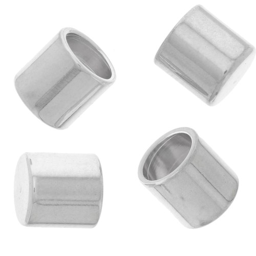 Tubi finali per cordoncini mm. 4 argentato  x10