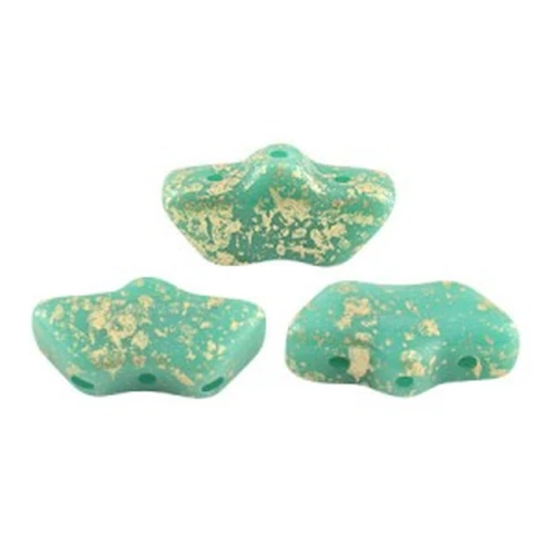 Delos® par Puca® 6x11 mm - Opaque Green Turchese Gold Splash x10g