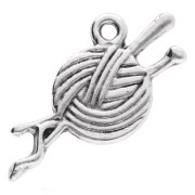 Ciondolo a sfera 14x25 mm - Argento invecchiato x1