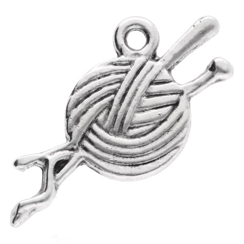 Ciondolo a sfera 14x25 mm - Argento invecchiato x1