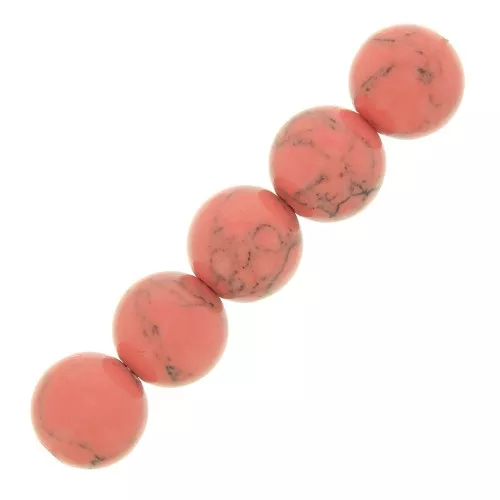 Perle tonde 4 mm Howlite tinta- Corallo x30
