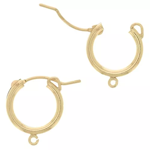 Orecchini a cerchio da 15 mm con anello aperto - Filo da 2,3 mm - Gold filled x2