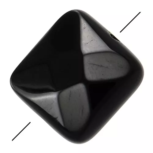 Perla sfaccettata quadrata 12 mm in pietra gemma - Agata nera x1