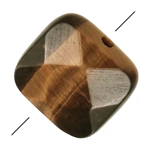 Perla sfaccettata quadrata 12 mm in pietra gemma - Occhio di tigre x1