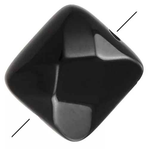 Perla sfaccettata quadrata 12 mm in pietra gemma - Agata Nera x1