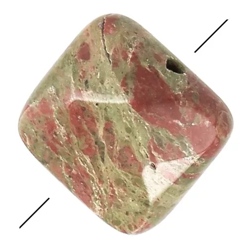 Perla sfaccettata quadrata 12 mm in pietra gemma - Unakite x1