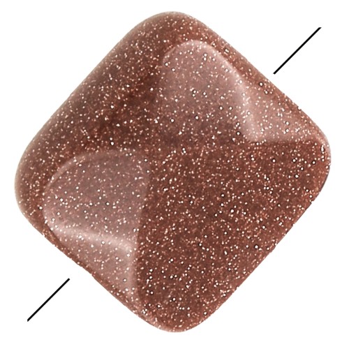 Perla sfaccettata quadrata 12 mm in Gold Stone - Imitazione Pierre de Soleil x1