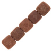 Perla sfaccettata quadrata 12 mm in Gold Stone - Imitazione Pierre de Soleil x1