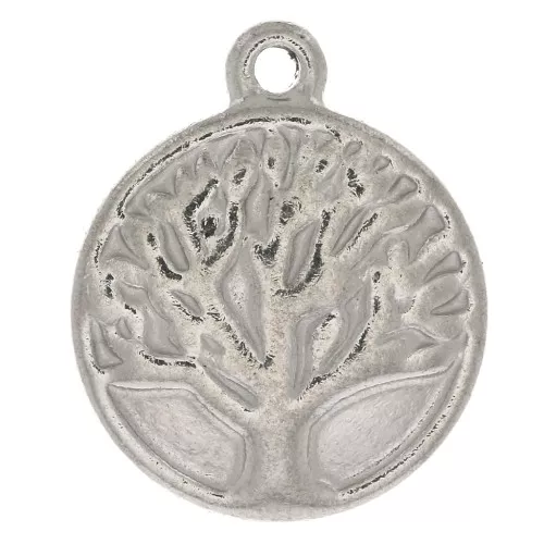Ciondolo tondo albero di vita 15.5x13 mm - Acciaio inossidabile x1
