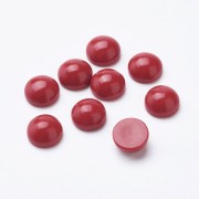 Cabochon tondo in vetro 6 mm - Imitazione corallol - Rosso x1
