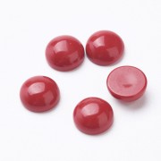 Cabochon tondo in vetro 8 mm - Imitazione corallo- Rosso x1