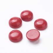 Cabochon tondo in vetro 10 mm - Imitazione corallo - Rosso x1