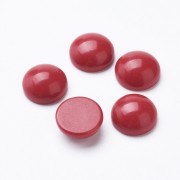 Cabochon tondo in vetro 12 mm - Imitazione corallo- Rosso x1
