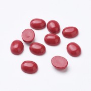Cabochon ovale in vetro 10x8 mm - Imitazione corallo - Rosso x1