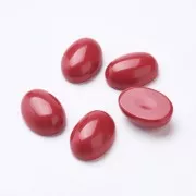 Cabochon ovale in vetro 18x13 mm - Imitazione corallo - Rosso x1
