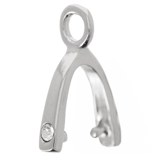 Clip con pendente in strass da 18 mm - Bronzo bianco x1