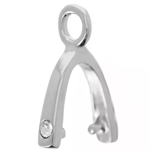 Clip con pendente in strass da 18 mm - Bronzo bianco x1