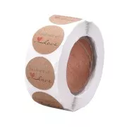 Etichette autoadesive 25 mm - Handmade with Love - Marrone - Nero - Rosso x500