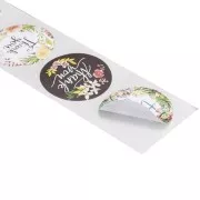 Etichette autoadesive fiorite 25 mm - Thank you - Multicolore x500