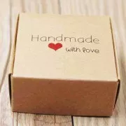 Scatola regalo in cartone fai da te 5.5x5.5x2.5 cm Handmade with Love - Kraft x1