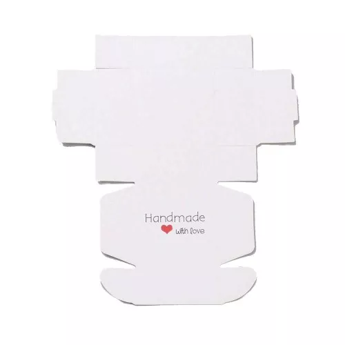 Scatola regalo in cartone fai da te 5.5x5.5x2.5 cm Handmade with Love - Bianco x1