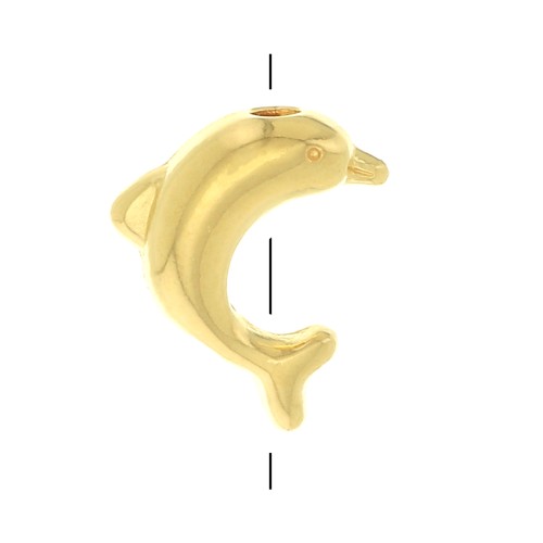 Perla delfino 8 mm - Dorato con oro fino x1