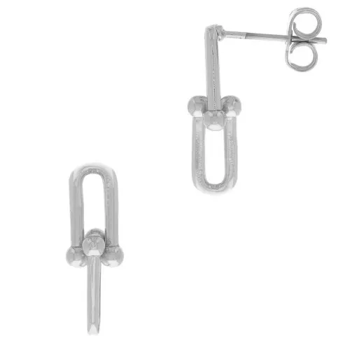 Orecchini a perno design pendente 19x6 mm - Rodio x2