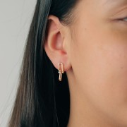 Orecchini a perno design pendente 19x6 mm - Rodio x2