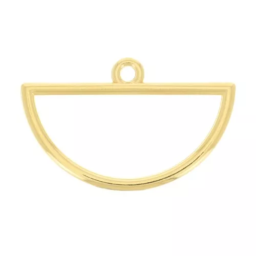 Pendente mezzo cerchio scavato 18.5x30 mm - Dorato con oro fino x1