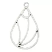 Pendente goccia traforata 32x20 mm - Placcatura argento antico x1