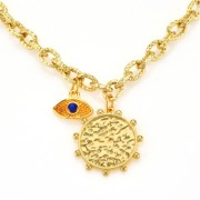 Pendente tondo lavorato con palline 26x25 mm - Dorato con oro fino x1