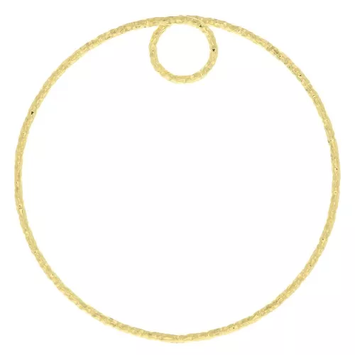 Pendente cerchio diamantato 35 mm - Dorato con oro fino x1