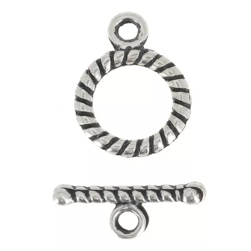 Chiusura a T barra spirale mm. 10 argentato antico x1