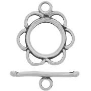 Chiusura a T  barra Fiore mm. 20 argentato antico x1