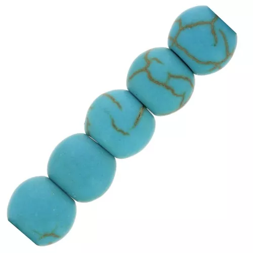 Perline tonde 6mm imitazione Turchese effetto frost x15