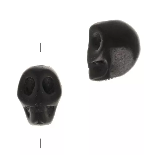 Perla testa di morte 8x6 mm imitazione Howlite tinta - Nero x1