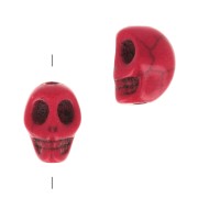 Perla testa di morte 8x6 mm imitazione Howlite tinta - Rosso x1