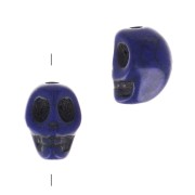 Perla testa di morte 8x6 mm imitazione Howlite tinta - Blu scuro x1|raw }}