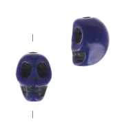 Perla testa di morte 8x6 mm imitazione Howlite tinta - Blu scuro x1