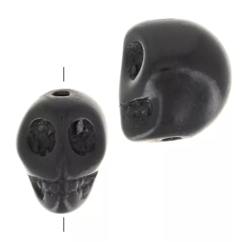 Perla testa di morte 10x8 mm imitazione Howlite tinta - Nero x1