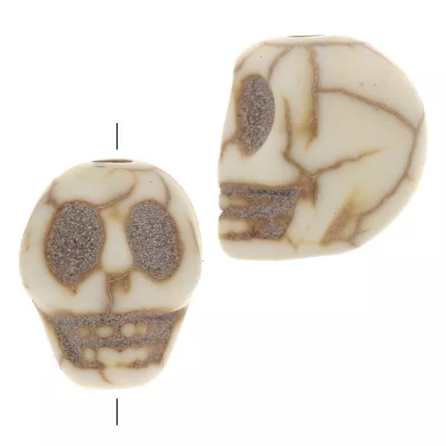 Perla testa di morte 10x8 mm imitazione Howlite tinta - Avorio x1