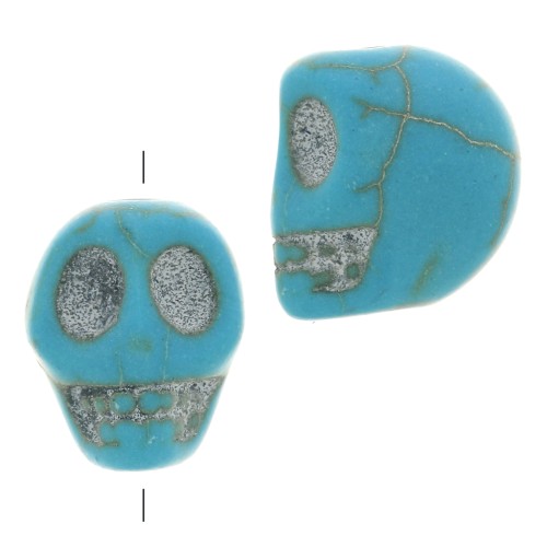 Perla testa di morte 10x8 mm imitazione Howlite tinta - Turchese x1