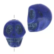 Perla testa di morte 10x8 mm imitazione Howlite tinta - Blu scuro x1