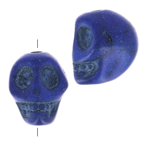 Perla testa di morte 10x8 mm imitazione Howlite tinta - Blu scuro x1